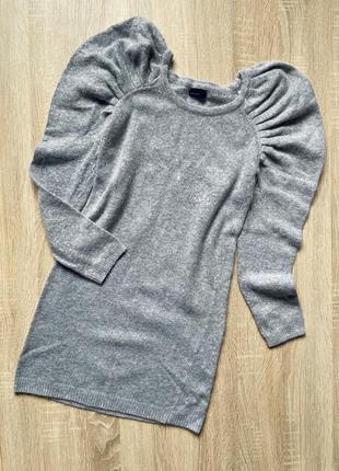 Шерстяний светр туніка з пишним рукавом