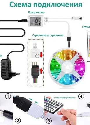 Світлодіодна багатокольорова led-стрічка 3528 rgb 5 м led з пультом4 фото