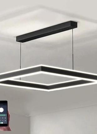 Світлодіодна люстра esllse підвісна з пультом і застосунком stella 100w s-app-500x500x1200-black/white