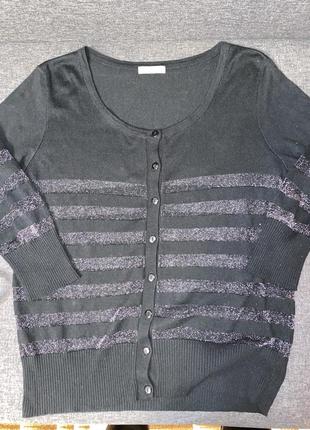 Женская черная кофточка с люрексом, нарядная кофта накидка1 фото