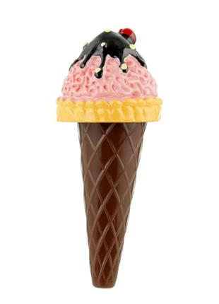 Бальзам для губ с кисточкой "мороженое", коричневый с розовым1 фото