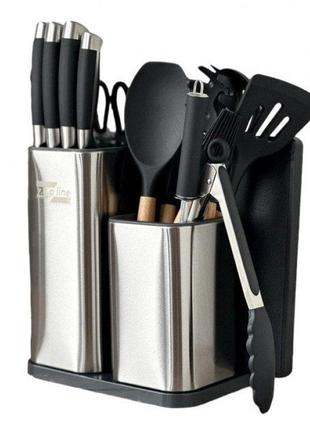 Набор кухонных принадлежностей zepline zp-047, 17 предметов (набор ножей, кухонной утвари, доска разделочная)2 фото