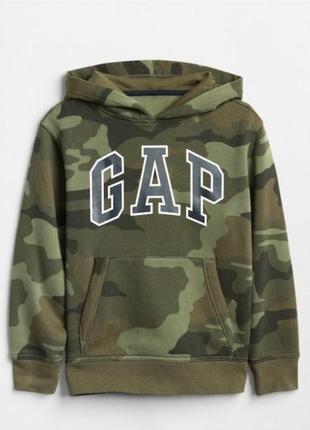 Худи gap  кофта спортивная с капюшоном стильная модная расцветка милитари logo camouflage l (10 лет) 140 см зеленое2 фото