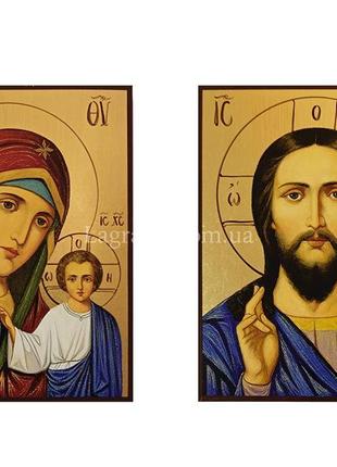 Икона венчальной пары пресвятая богородица и иисус христос 14 х 19 см