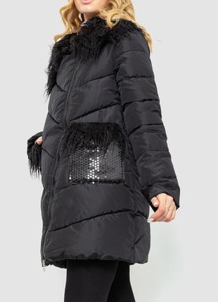 Куртка жіноча однотонна, колір чорний3 фото