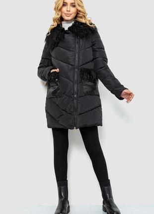 Куртка жіноча однотонна, колір чорний2 фото