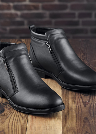 Чоловічі теплі зимові стильні черевики  з натуральної шкіри model-100 оксфорд