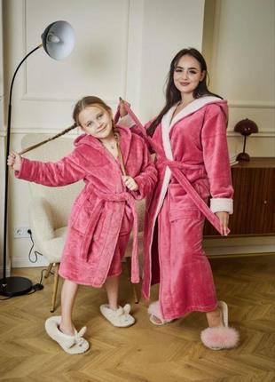 Махровые халаты парные мама и дочка2 фото