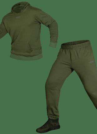 Костюм спортивный мужской повседневный универсальный для мужчин basic hood олива (7383), s va-33
