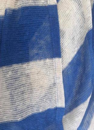 Снуд шарф трикотажный в два оборота унисекс сине-белая полоска + подарочная коробка🎁5 фото