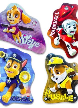 Пазли щенячий патруль paw patrol (4 картинки маршал, скай, кріпиш, чейз)