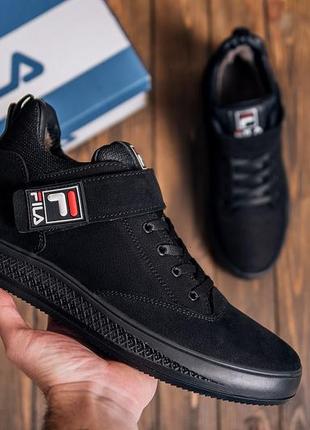 Чоловічі зимові черевики fila black8 фото