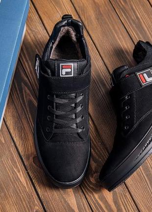 Чоловічі зимові черевики fila black9 фото