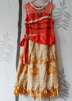Платье карнавальное моана disney , 7-8 лет,рост 128 см