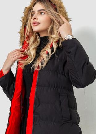 Куртка женская двусторонняя цвет черно-красный4 фото