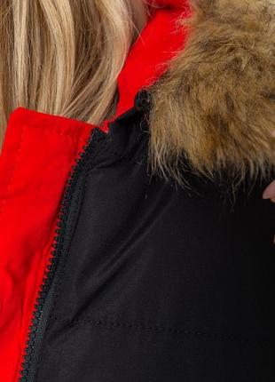 Куртка женская двусторонняя цвет черно-красный5 фото