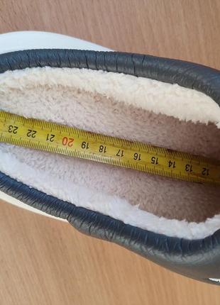 25-25.5 см модные кожаные теплые тапки тапочки зимние на меху7 фото