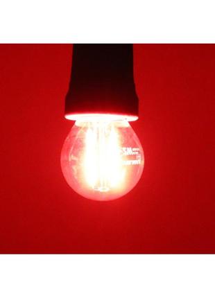 Led лампа velmax v-filament-g45, 2w, e27, красная, 200lm