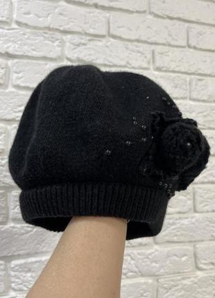 Тёплая женская шапка,берет двайная вязка ,чёрный цвет4 фото