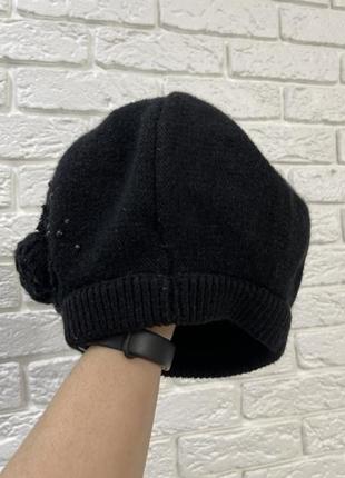 Тёплая женская шапка,берет двайная вязка ,чёрный цвет2 фото