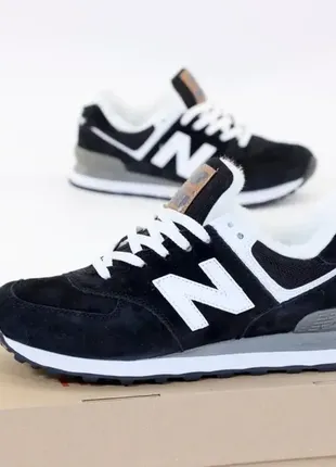 Кросівки new balance 574 balck white зима winter ❄️ теплі зимові черевики чоботи fur хутро ☔️