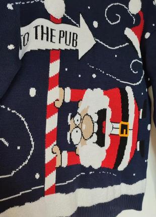 Кофта новогодняя сверт с санта клаусом дед мороз рождественский принт резьбово новый год к...