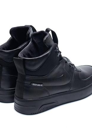 Мужские зимние ботинки nike black leather8 фото