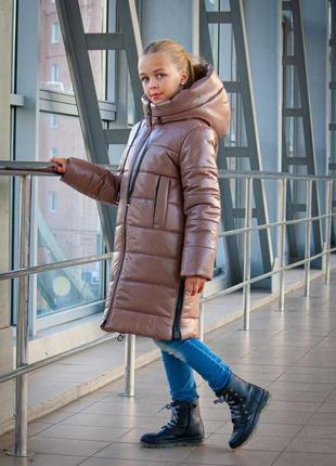Зимове пальто "жасмін" на дівчинку, розміри на зріст 140- 1643 фото