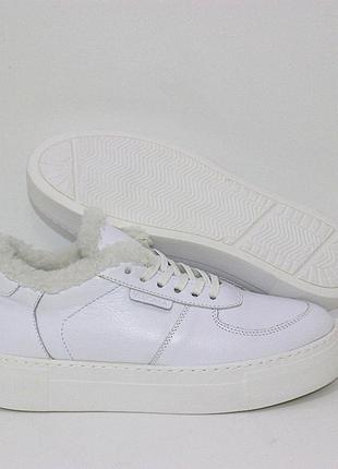 Модные белые женские зимние кроссовки на повышенной подошве кожаные/натуральная кожа-женская обувь зима2 фото