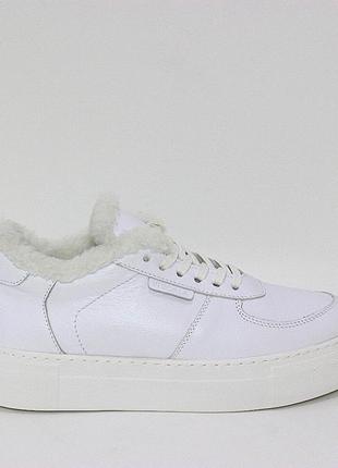 Модные белые женские зимние кроссовки на повышенной подошве кожаные/натуральная кожа-женская обувь зима8 фото