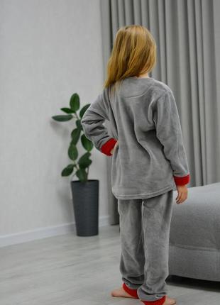 Стильна дитяча піжама 122-140 для дівчинки  махра (штани і кофта) пудра "мікі"2 фото