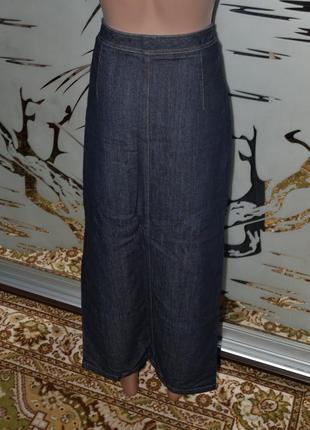 Длинная юбка джинс с разрезом спереди2 фото