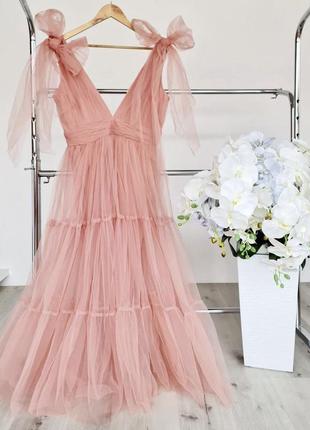 Розовое ярусное платье мидакси lace &amp; beads bridesmaid6 фото