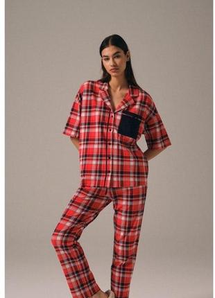 Женский домашний костюм hays размер xs клетка цвет красный 25411