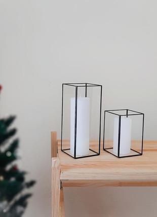 Скляні свічники, набір із 2х. подарунковий набір новорічних свічників.