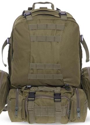 Армейский рюкзак тактический 50-55 литров зсу рюкзак с подсумками походный штурмовой рюкзак олива2 фото