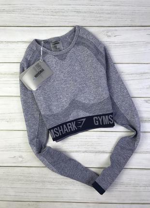 Спортивный кроп-топ gymshark flex steel blue marl/evening navy blue5 фото