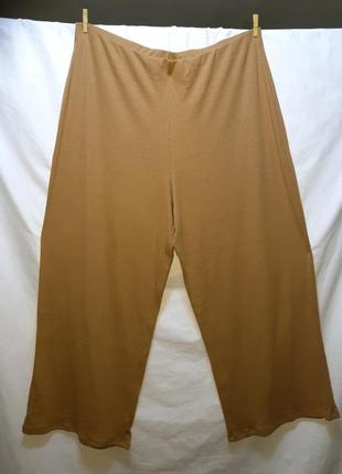 Женские трикотажные тонкие штаны кольору кемел., кюлоты в рубчик батал 64 р високий зріст