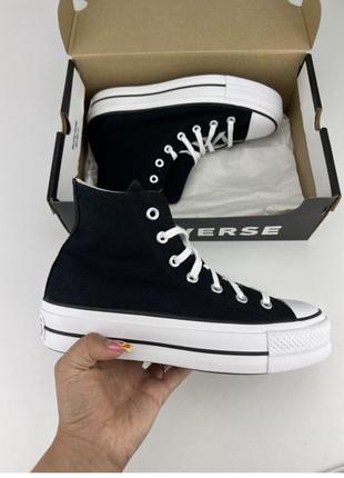 Кеды converse chuck taylor all star lift hi 560845c black текстиль, оригинальные кеды конверс2 фото