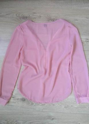 Нежная полупрозрачная розовая блуза на молнии /s/рубашка с длинным рукавом3 фото