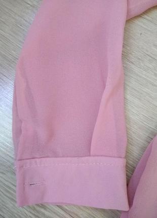 Нежная полупрозрачная розовая блуза на молнии /s/рубашка с длинным рукавом7 фото