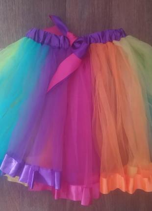 Колеровая юбка радуга, пони, радужная1 фото