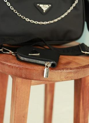 Шикарная черная женская сумка с ремешком сумка кэжуал сумка на плечо сумка с цепочкой классическая сумка багет сумка с кошельком7 фото