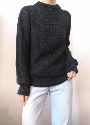 Шерстяний светр графітовий джемпер шерсть пуловер реглан лонгслів кофта шерсть9 фото
