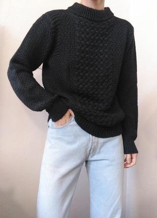 Шерстяний светр графітовий джемпер шерсть пуловер реглан лонгслів кофта шерсть6 фото