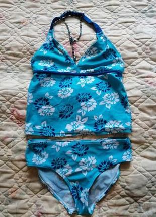 Классный удобный красивый купальник танкини майка и плавки на девочку
