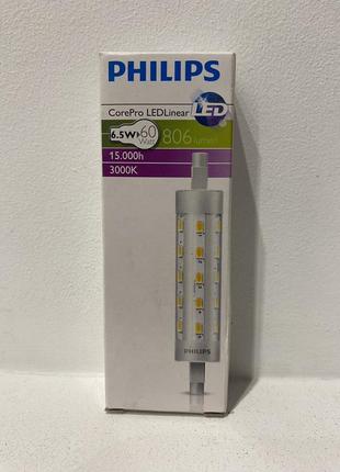 Лампа світлодіодна philips corepro led linear r7s 118mm 6,5-60w 830