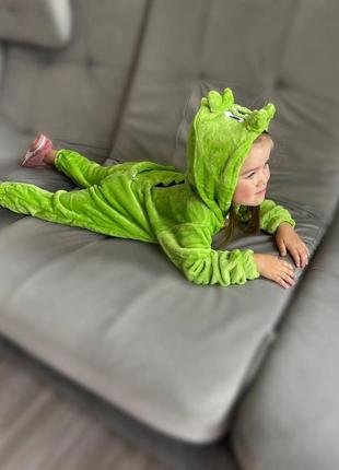 Пижама кигуруми динозавр зеленый для детей3 фото