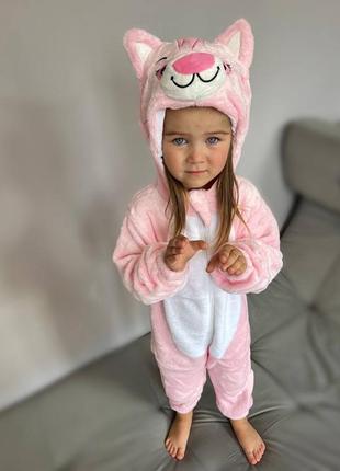 Детский кигуруми розовый котик, пижама для малышей2 фото