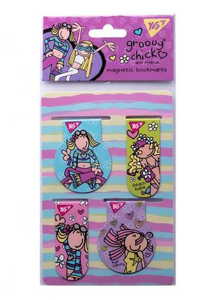 Закладки магнітні yes "groovy chick", 4 шт 707397